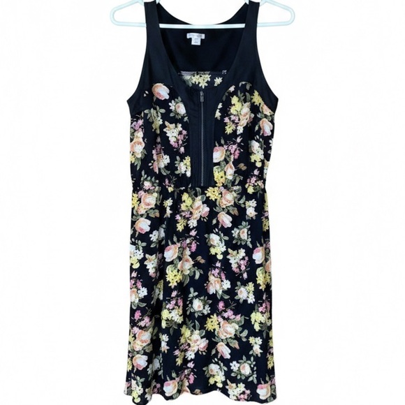 Xhilaration Floral Print Black&Yellow Boho Mini Sun Dress Women’s Small - Picture 3 of 10